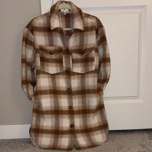 BP Pink and Brown Plaid Shacket